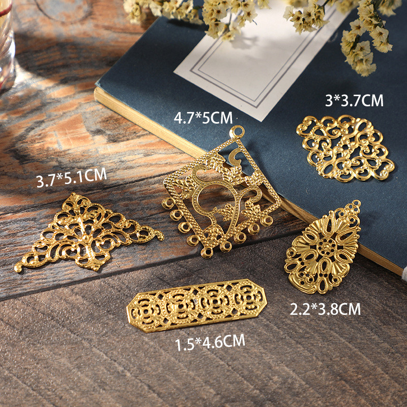 50pcs โลหะลายฉลุแผ่นเหล็ก DIY Hanfu ปิ่นปักผมอุปกรณ์เสื้อผ้าขายส่ง