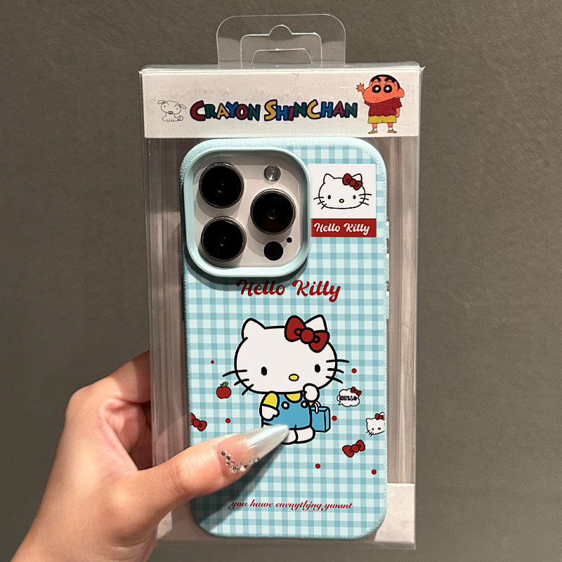 ป้ายลายสก๊อตสีฟ้าเคธี่สําหรับแอปเปิ้ล15โปรแม็กซ์เคสโทรศัพท์ไอโฟน14มือโปรน่ารักการ์ตูน13เคสนิ่ม12ผู้หญิงใหม่16ผิวรู้สึกxsซิลิโคนป้องกันการหล่น11โปรแม็กซ์เคสนุ่