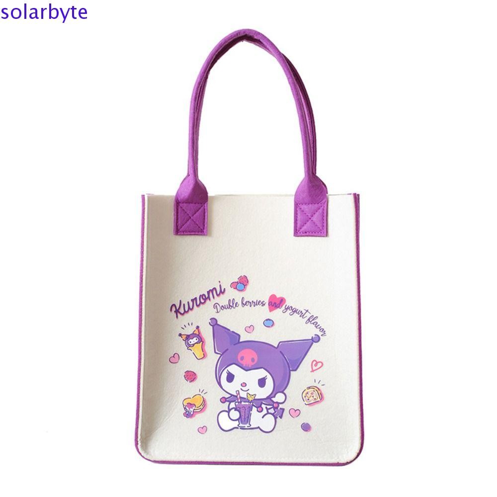 Solarbyte Felt Tote Bag, กระเป๋าถือการ์ตูน Kuromi ความจุขนาดใหญ่, กระเป๋าใส่ข้าวกลางวันแฟชั่น Melody Gift Bag Girl