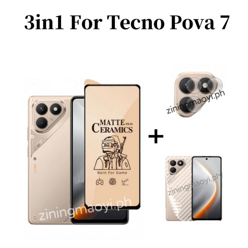 3in1Tecno Pavo 7 4G ฟิล์มเซรามิคสําหรับ Tecno Pova 6 pova 6pro pova 5pro ฟิล์มเซรามิคแบบนุ่มและฟิล์ม