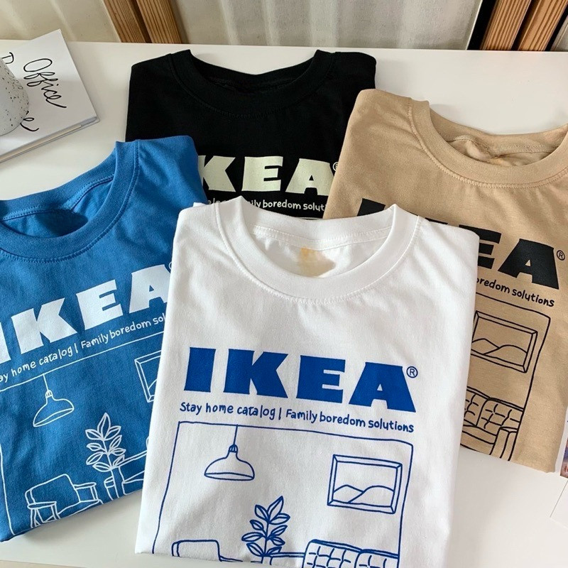 (จัดส่งตลอด 24 ชั่วโมง）Angle Official  พร้อมส่ง Oversize เสื้อยืดโอเวอร์ไซส์ Feelgood IKEA