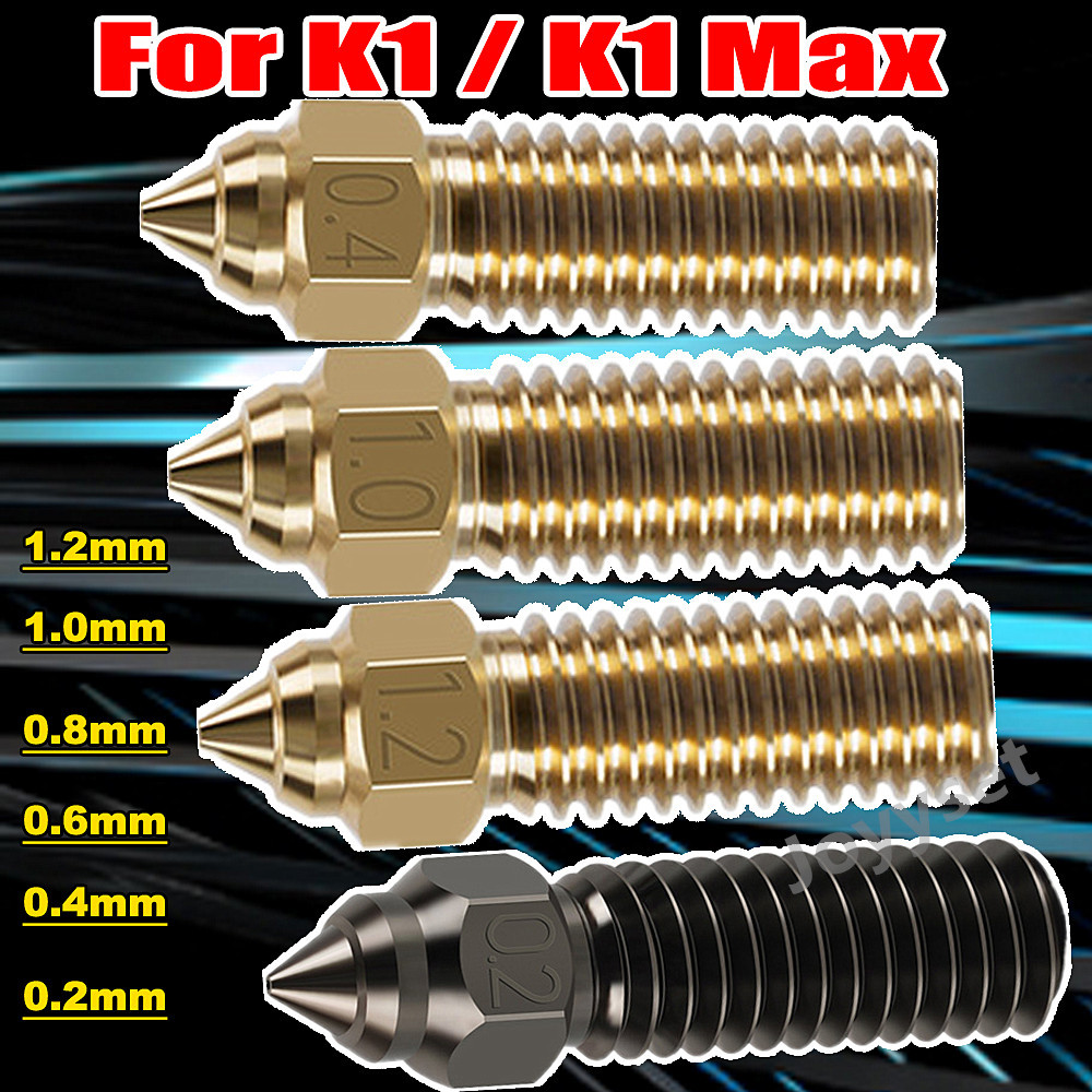 Nozzle For Creality K1 1.2/1.0/0.8/0.6/0.4/0.2mm Hardened Steel 3D Printer Parts Nozzles for K1 Max 