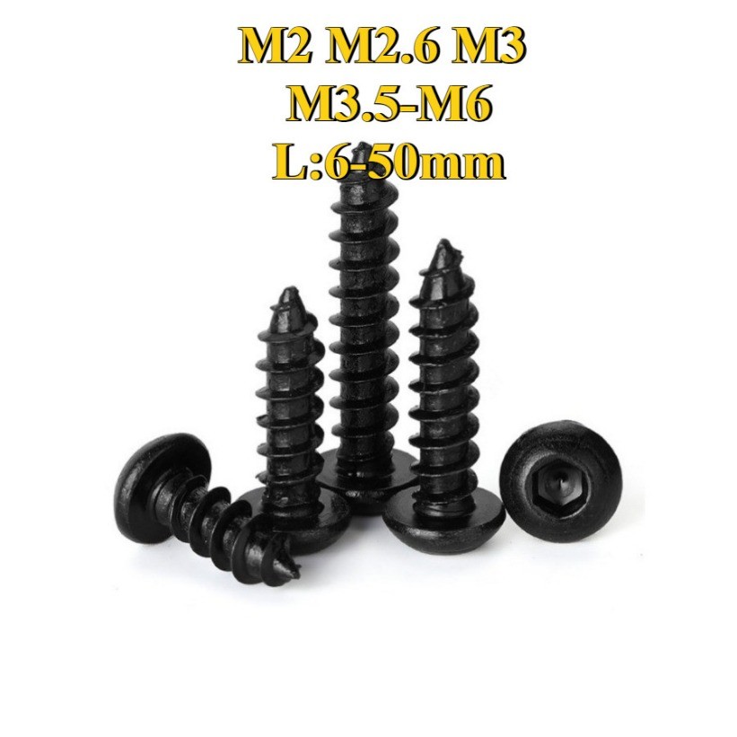 สกรู เกลียวปล่อย เตเปอร์   หัวจมกลม เหล็กกล้าคาร์บอน 8.8 / Button Head Hexagon Socket Tapping Screw 