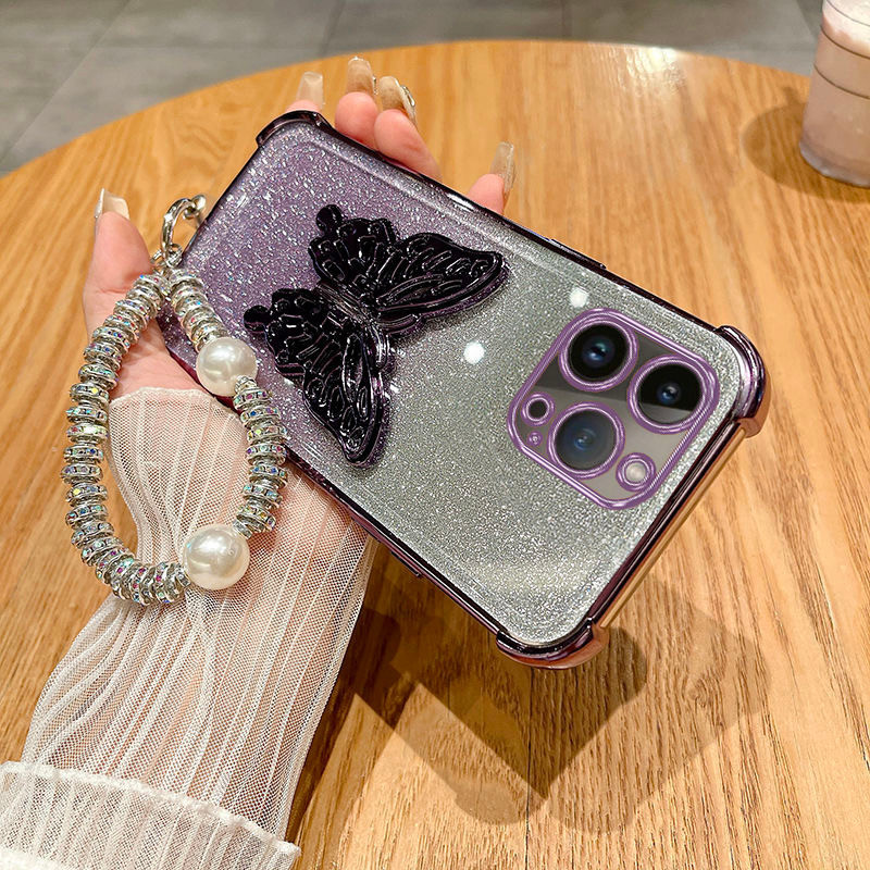 เคสโทรศัพท์สําหรับ VIVO V50Lite V40Lite V50 V40 V30 V30e V29e V29 V27 V25 V25e V25 V23 V23e V21e V21 V20 Pro 4G 5G ผีเสื้อกันกระแทกกลับสร้อยข้อมือ