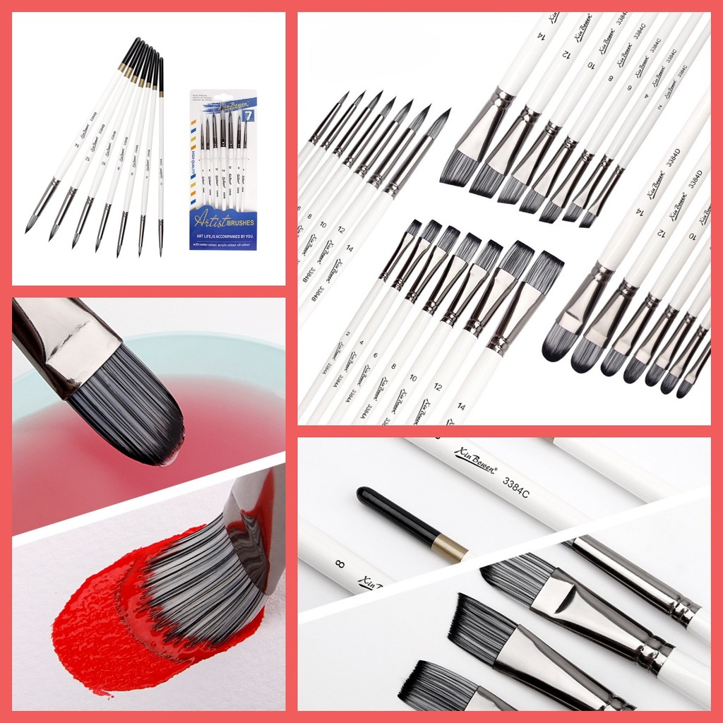 7 ชิ้น-ชุดสีดําหลอดอลูมิเนียมแปรงภาพวาดไนลอน/ไม้สี penholder/7 รุ่นที่แตกต่างกัน/ภาพวาดสีน้ํามัน/ภาพวาดสีน้ํา/gouache