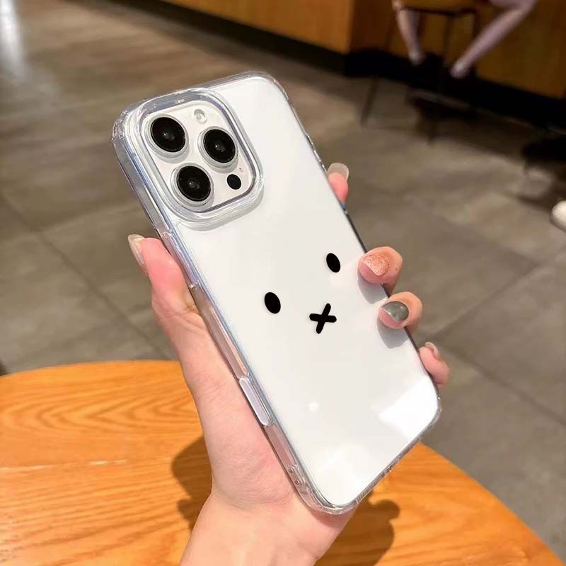 Miffy Emoji พื้นหลังสีดําอะคริลิคเคสโทรศัพท์สําหรับ IPhone 16PROMAX 15PLUS 14PRO 13MINI 12 11 ความนิ