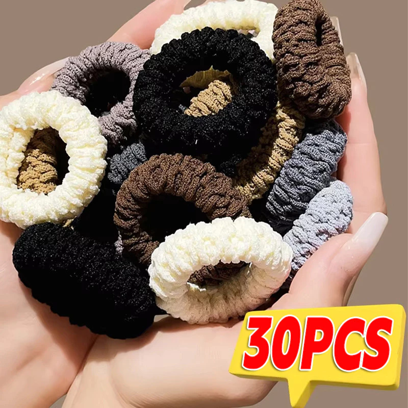 5-30ชิ้นผมหางม้าแหวนผมที่จําเป็น | ยางรัดผมแบบหนาไร้รอยต่อ 5 สีสําหรับปาร์ตี้/การกินผมผ้าความยืดหยุ่นสูงพร้อมการออกแบบแฟชั่นเส้นผ่าศูนย์กลาง 5.5 ซม