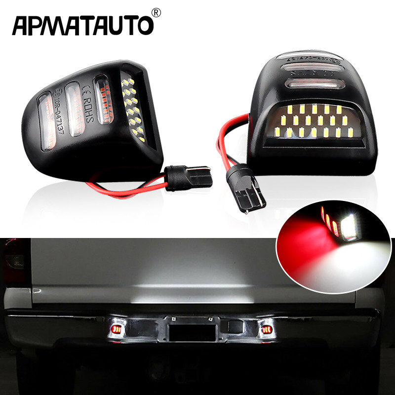 2 ชิ้นไฟ LED สีขาวป้ายทะเบียนสําหรับ Chevrolet Silverado GMC Sierra 1500 2500 3500 Tahoe Yukon XL Cadillac Escalade ESV EXT