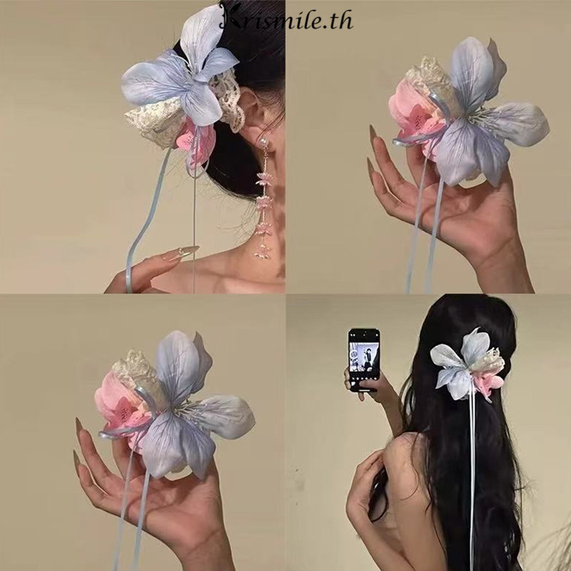 COD-ในไทย💖บรรยากาศ  ดอกไม้  กิ๊บติดผม  ดอกลิลลี่  กิ๊บปากเป็ด  ริบบิ้น  เครื่องประดับผม  นางฟ้าสุดน่ารัก  ผู้หญิง-Kri