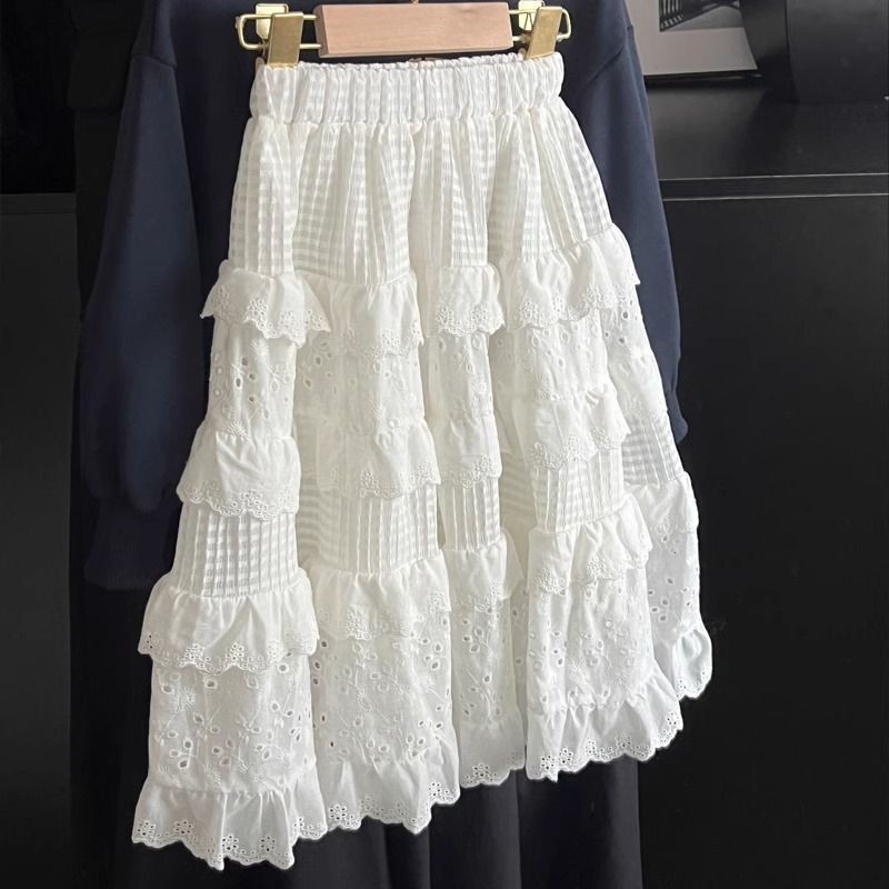 กระโปรงเค้กวินเทจสีขาว สไตล์ตะวันตกสำหรับสาวๆ เหมาะกับเด็กโต - รูปที่ 7