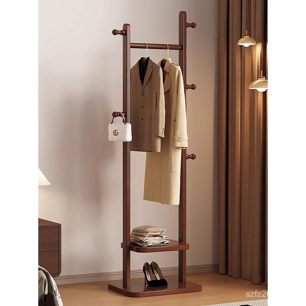 ไม้เนื้อแข็งชั้นวางที่เรียบง่ายแขวนชั้นยืนครอบครัวครัวเรือนเสื้อชั้นแขวนสํานักงานห้องนอนเสื้อผ้าห้อง