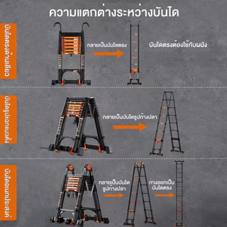 บันไดพับได้ บันไดอลูมิเนียม 2 IN 1 รับน้ำหนัก 1000KG ยืดหดและพับเก็บง่าย By SK HARDWARE CENTER