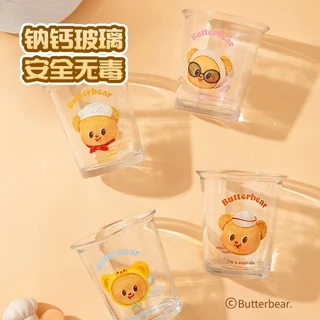 [Aria] A Little Naughty X Butter Bear IP Co-Branded Glass ลายถ้วยดื่มมูลค่าสูงน่ารักคอลเลกชันมูลค่าสูง