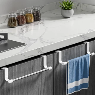 NONDYOMX Over Cabinet Towel Rack, ผ้าขนหนูเก็บบาร์ Rag Hanger Towel Rod, อเนกประสงค์ Punch-free Towel Storage Organizer