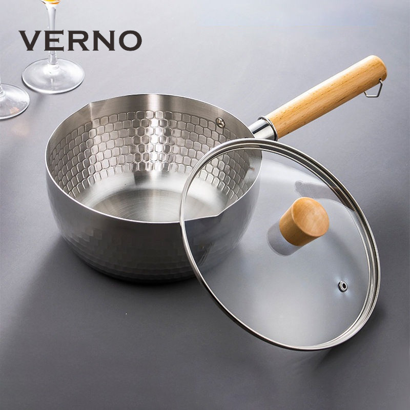 Verno 【มีฝาปิด】/【ไม่มีฝาปิด】 หม้อหิมะสไตล์ญี่ปุ่น ขนาด 16/18/20/22CM ​ซม. หม้อนมขนาดเล็ก หม้ออาหารเสริมสำหรับเด็ก 2-4 ค