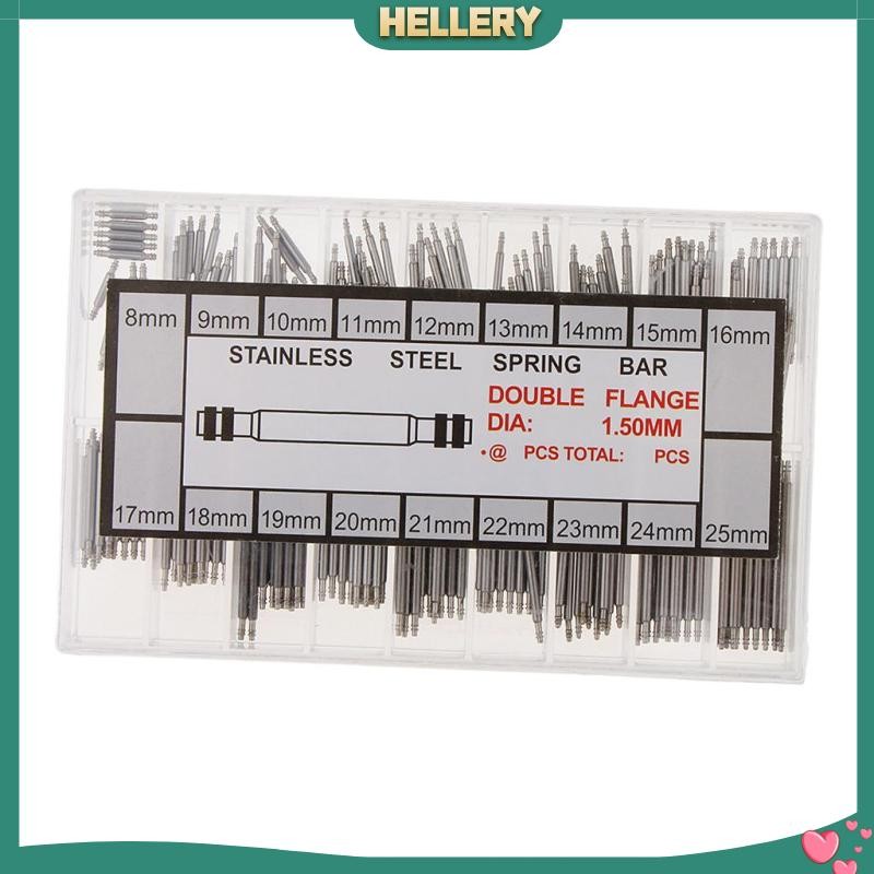 [HelleryTH] Silver Stainless Steel 8-25mm Watch Band Spring Bars Strap Pins Repair