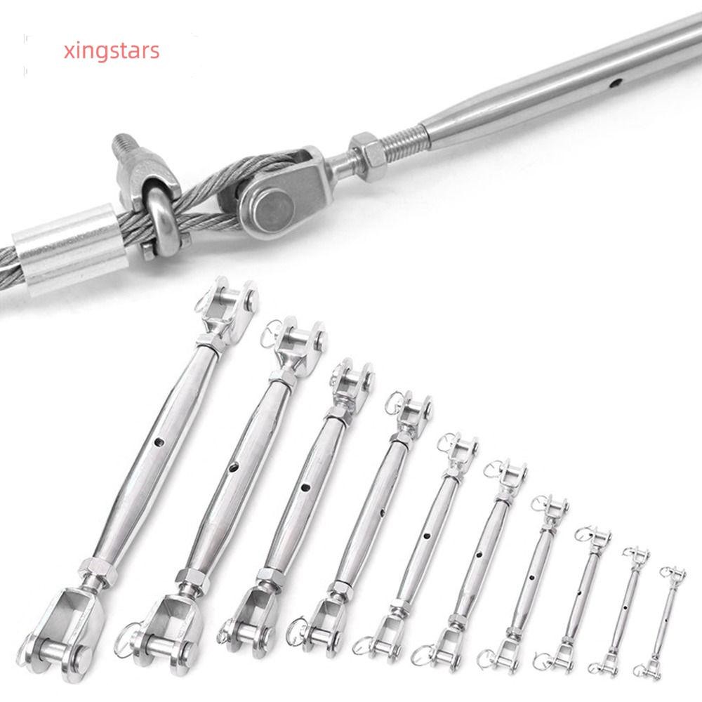 XINGSTARS Marine Rigging,ความยาว Adjuster Clamp Hardware Tensioner, 304 สแตนเลส M5-M12 สกรูปิด Body Jaw Turnbuckle Bolt เชือกลวดเหล็ก