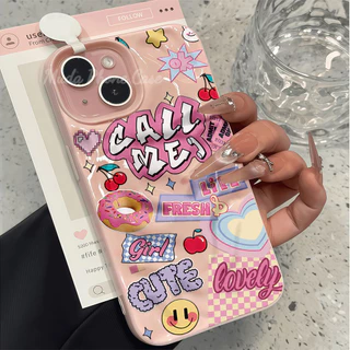 ภาพวาดสี การ์ตูนสไตล์พิเศษ กรณีมือถือป้องกันการชนกัน ระดับพรีเมี่ยม เคสหนัง For iPhone 15 14 12 16 Promax XS XR 7/8 Plus