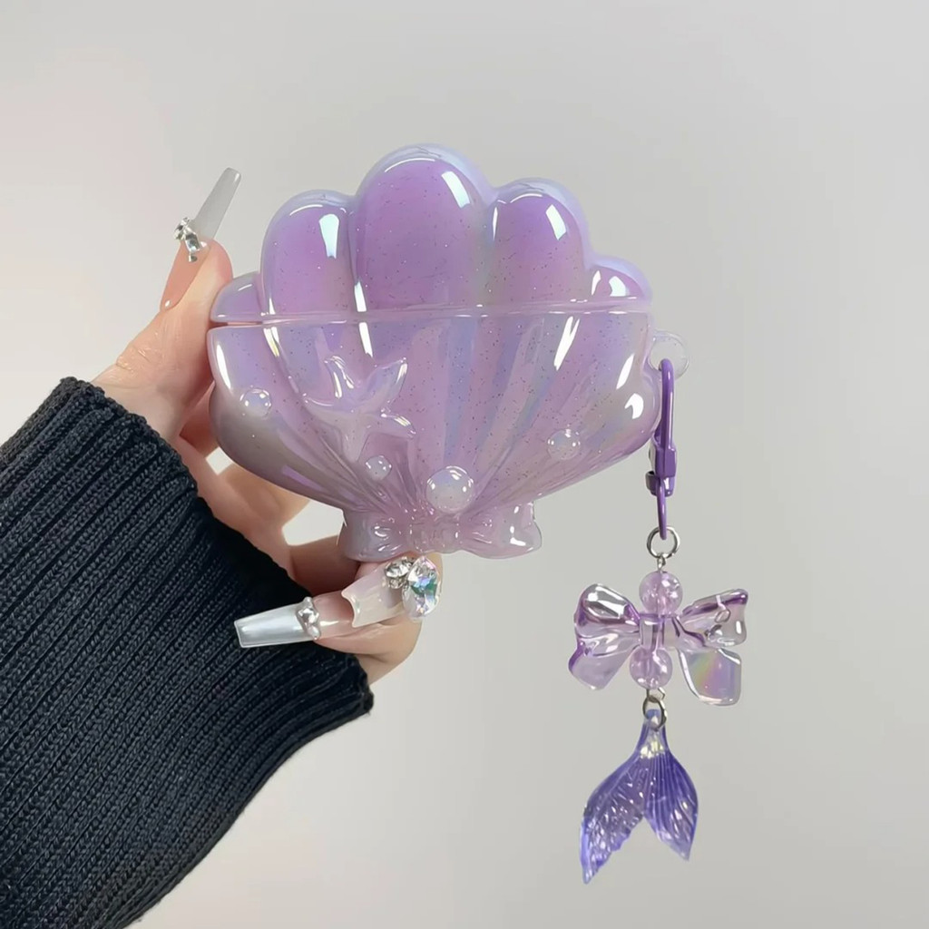 Ins เปลือกสีม่วงสีสันสดใสสําหรับ airpods4 เคสหูฟัง AirpodsPro2 เคสป้องกัน airpdos3 ซิลิโคนน่ารัก AirPods 1 /2 รุ่นป้องกันการตกกล่องนุ่ม ราคาถูก Shopee Lazada