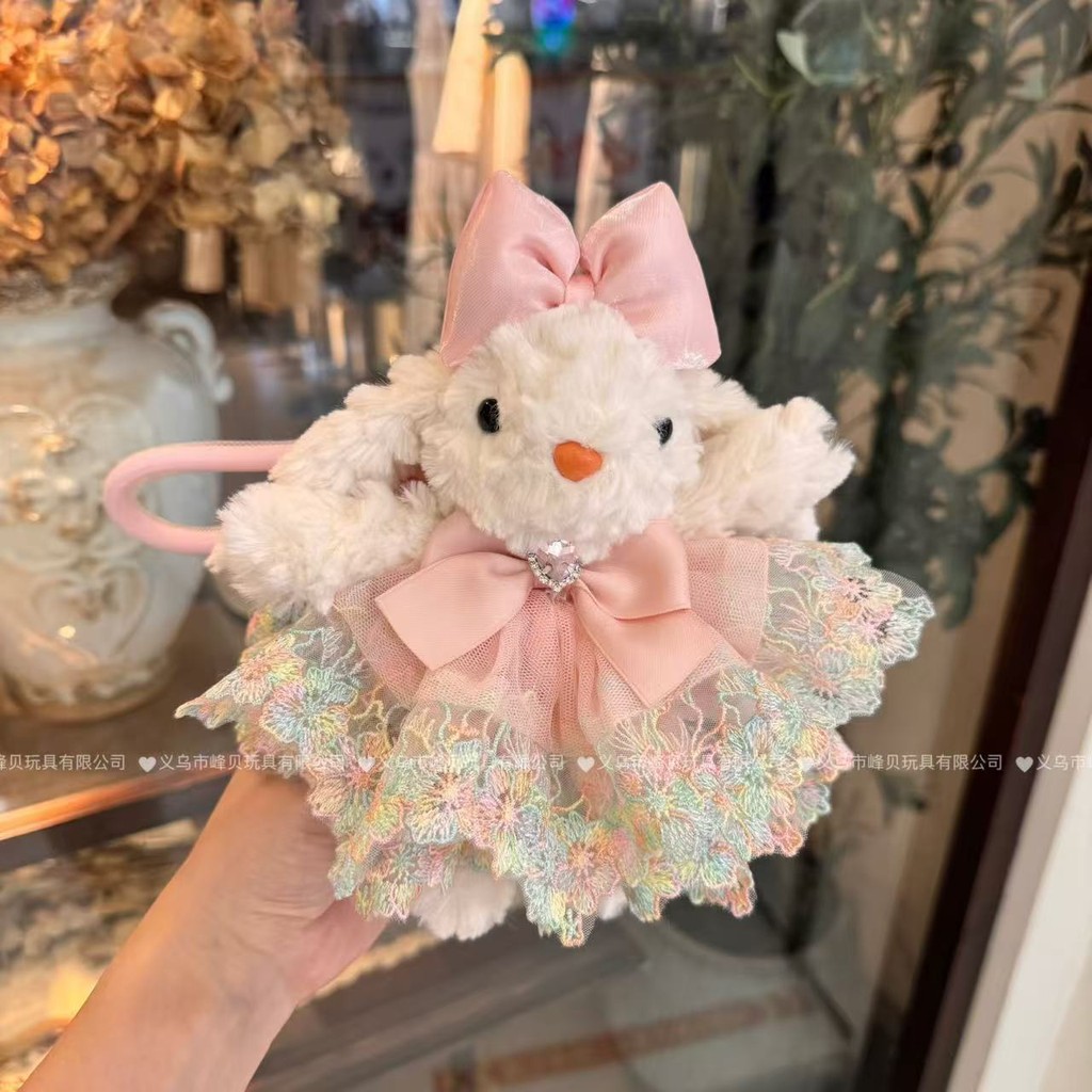 Lop-Eared Rabbit Flower Cherry Bow Princess Dress กระต่ายหูยาวน่ารักการ์ตูนโทรศัพท์มือถือกลับคลิปตุ๊กตาแนวทแยง - รูปที่ 7