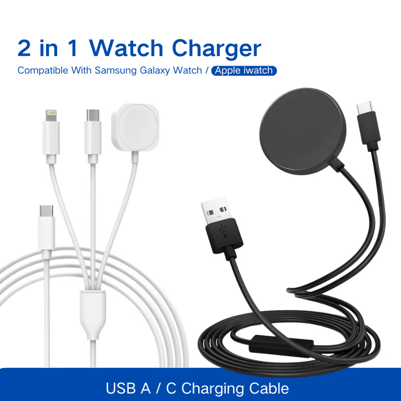 2 in 1 Wireless Charger สําหรับ Samsung Galaxy Watch Ultra/7/6/5/4/Fe/3 Active 2 สําหรับ Galaxy S24 