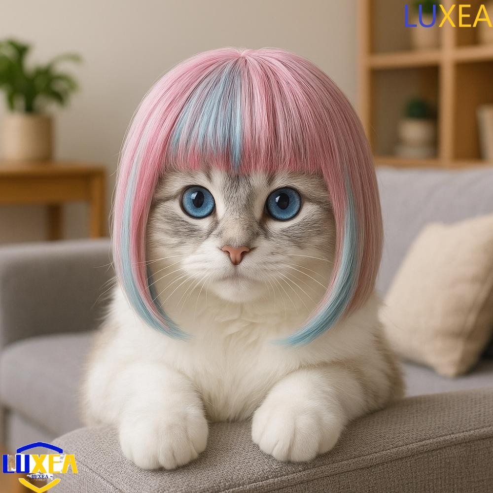 หรูหรา สุนัขแมวเครื่องแต่งกายวิกผม,ผมยาวฝันดูสีฟ้าสีชมพูวิกผม,สากลที่มีสีสันแมวตลกคอสเพลย์วิกผมพรรคแต่งตัว