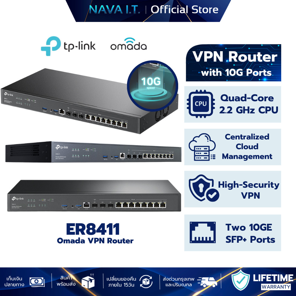 TP-LINK ER8411 OMADA VPN ROUTER WITH 10G PORTS รับประกัน LT