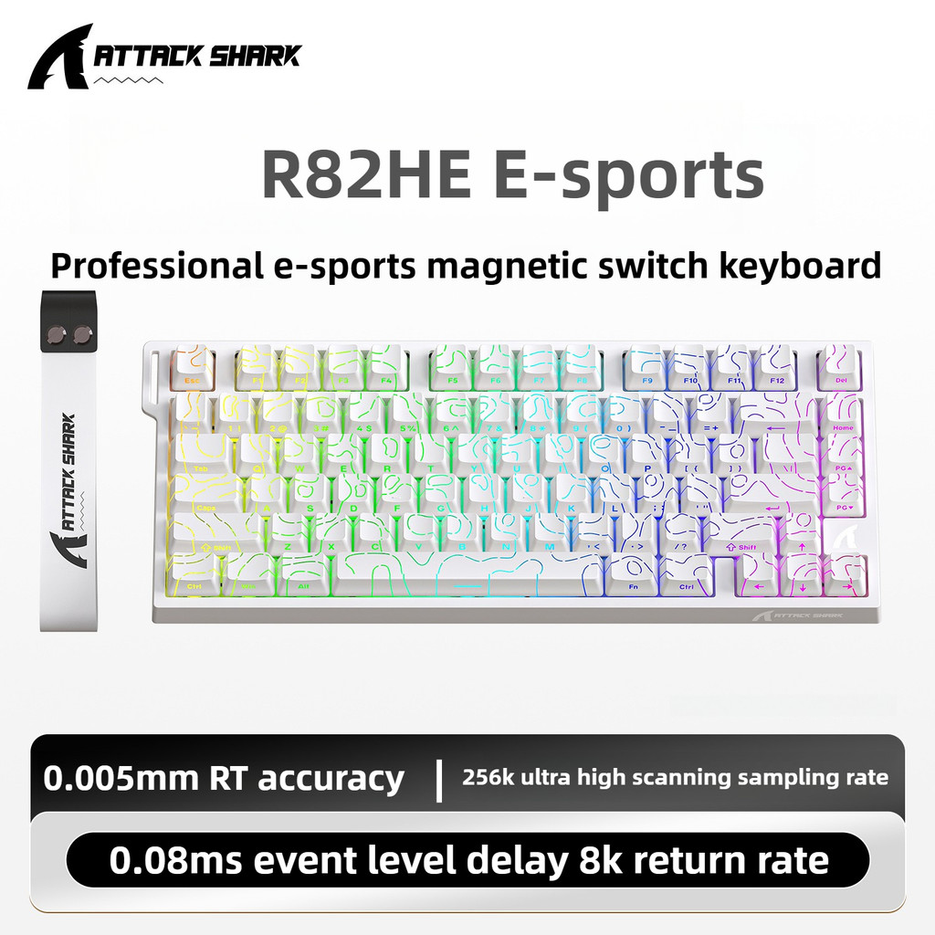 ATTACK SHARK R82HE คีย์บอร์ดแม่เหล็กแบบมีสาย RGB 0.08ms Latency ต่ํา 8KHz Rapid Trigger สําหรับเกมสํ