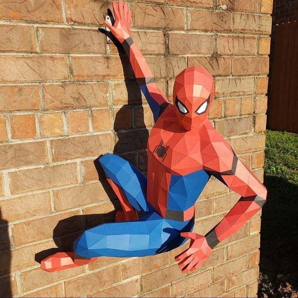 MO W1 Wall Climbing Spiderman ตกแต่งผนังเรขาคณิต Origami 3D สามมิติกระดาษรุ่นสามมิติองค์ประกอบ DIY Handmade Creative JH81