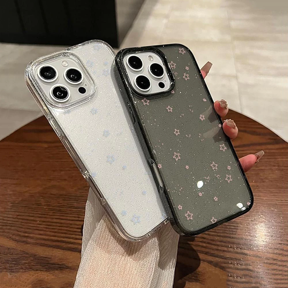 เคส iPhone 17 16 Pro Max iPhone 11 เคสใสแบบแวววาว TPUนุ่มสีสันสดใส ดาวห้าแฉกสีสันสดใส Compatible iPhone15 Pro max 14 13 thumbnail 4