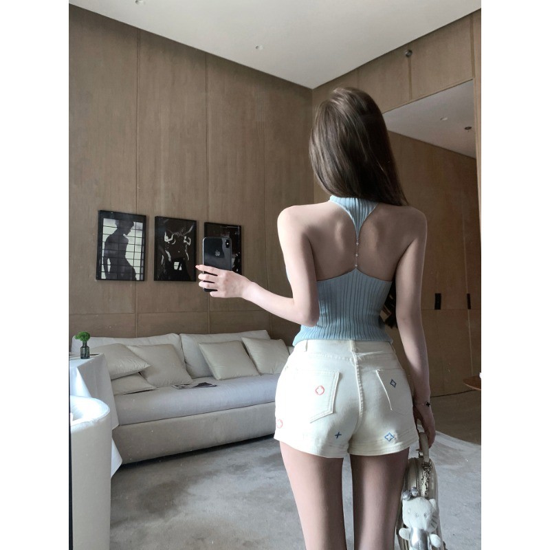 (ส่งจากกรุงเทพฯ) กางเกงยีนส์ขาสั้น เอวสูง สีขาว ผ้าไม่ยืด แต่งขาดขาเจียรซิป สุดเซ็กซี่ - รูปที่ 7