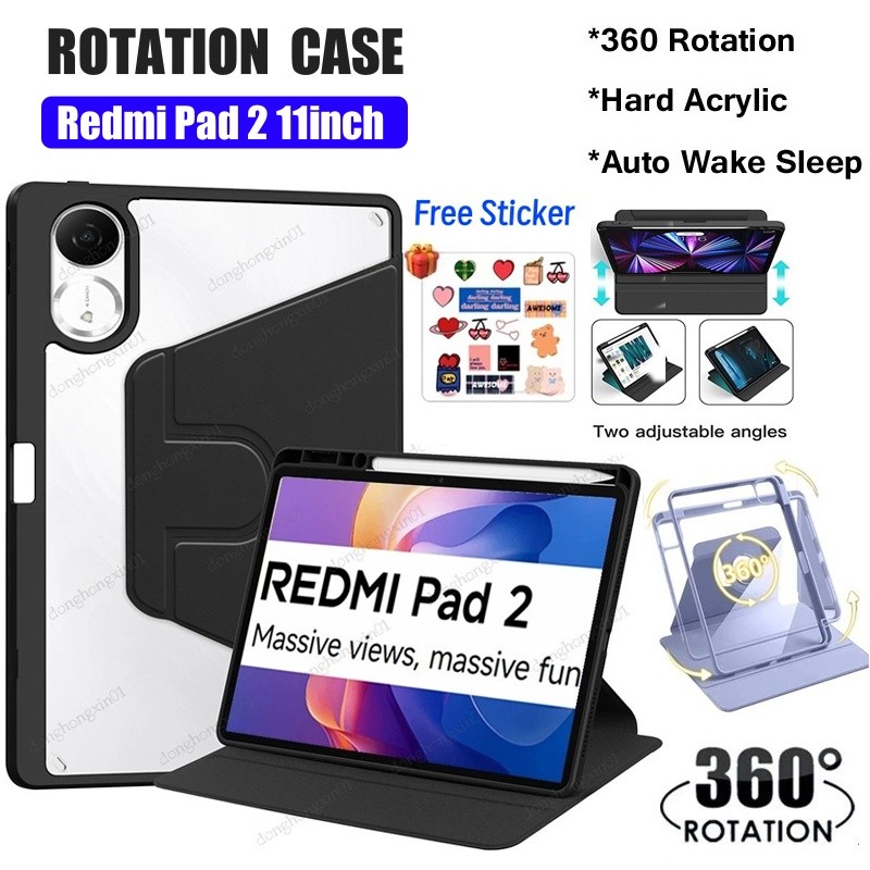เคส Redmi Pad 2 11 นิ้ว 360° หมุนพร้อมช่องเสียบปากกา Redmi Pad 2 สําหรับ Xiaomi Redmi Pad 2 4G Magne