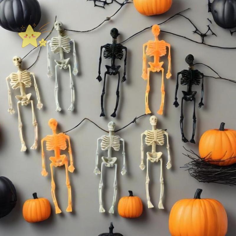 [JBTH] 6 ชิ้นฮาโลวีนโครงกระดูกเชือกจี้พลาสติก Skull ของเล่นเด็กตกแต่งปาร์ตี้ฮาโลวีนสําหรับบ้านสวน Ha