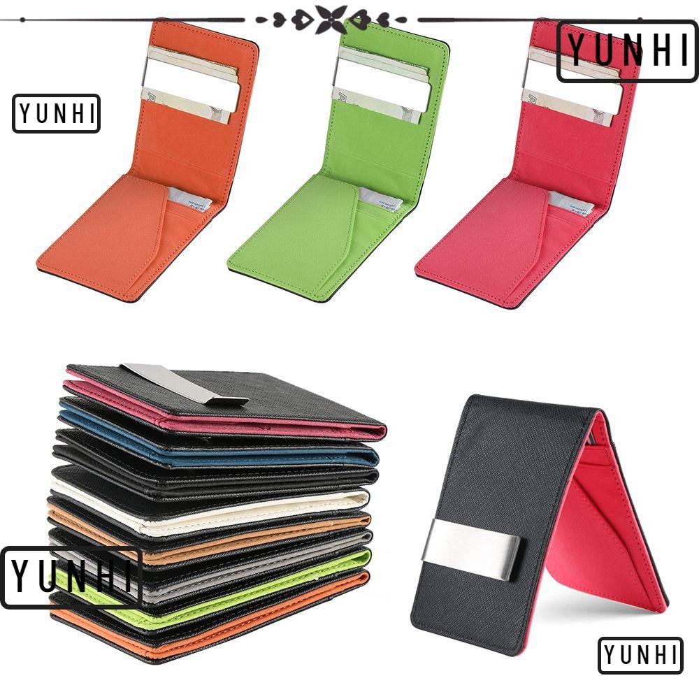 Yunhi Stainless Steel Money Clip Silver Men Leather Purse