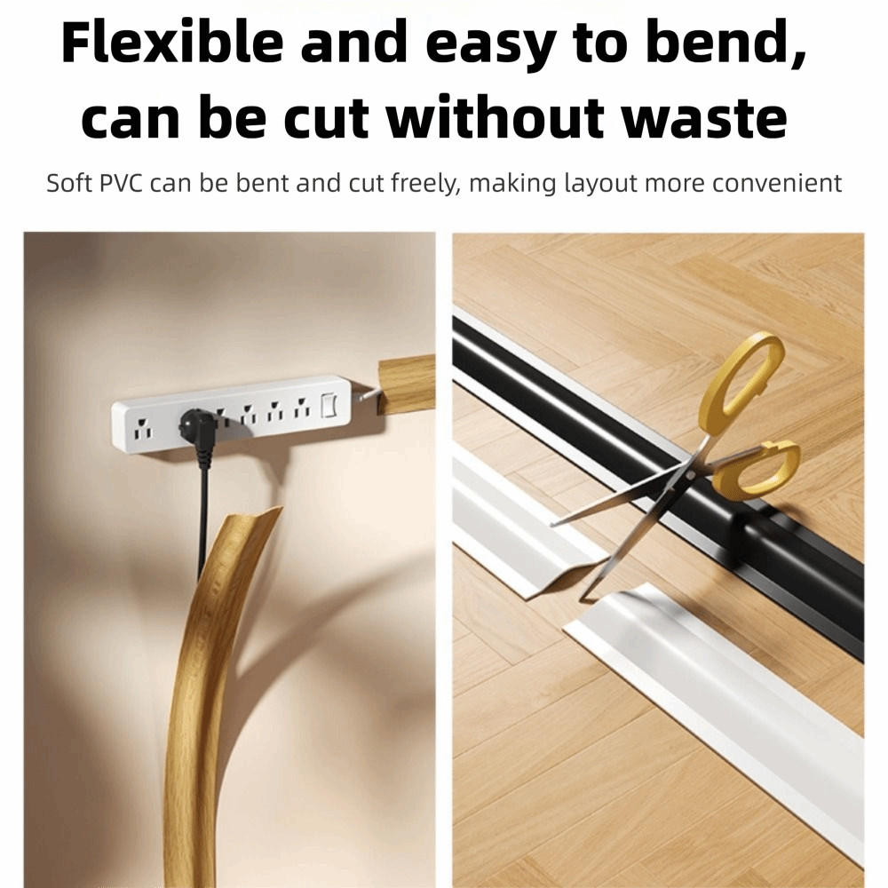 ฝาครอบสายไฟ BLACKON, ฝาครอบสายไฟ PVC แบบนุ่ม, ฝาครอบสายเคเบิลพื้นที่ทนทานแบบมีกาวในตัวคุณภาพสูงในร่ม - รูปที่ 3