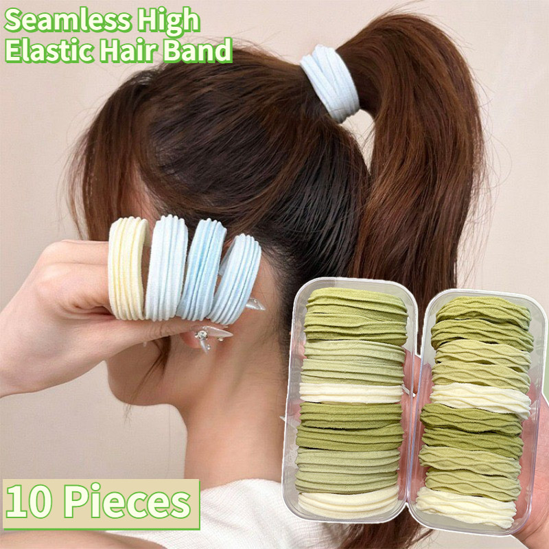 แหวนผมกว้างสีสันสดใสแฟชั่นเกาหลียืดหยุ่นสูงไม่มีรอยต่อ ยางรัดผม เครื่องประดับผมสําหรับเด็กผู้หญิง