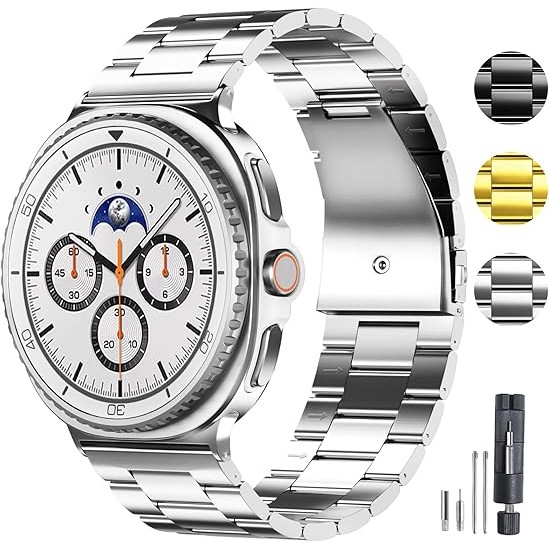 SAMSUNG สําหรับ ซัมซุง กาแลคซี นาฬิกา8อัลตร้า(2025) 47มิลลิเมตรสายนาฬิกาข้อมือไม่มีช่องว่างสแตนเลสโลหะวงสําหรับ ซัมซุง กาแลคซี นาฬิกา8คลาสสิก44มิลลิเมตร40มิลลิเมตรหรูหราโลหะสายสายรัดข้อมืออุป