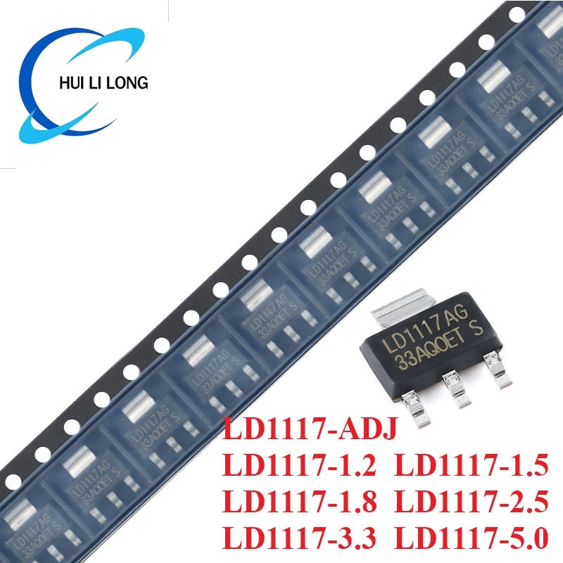 10pcs LD1117 LD1117AG 1.2 V/1.5 V/1.8 V/2.5 V/3.3 V/5.0 V 1A LD1117-1.2 LD1117-1.8 LD1117-3.3 LD1117