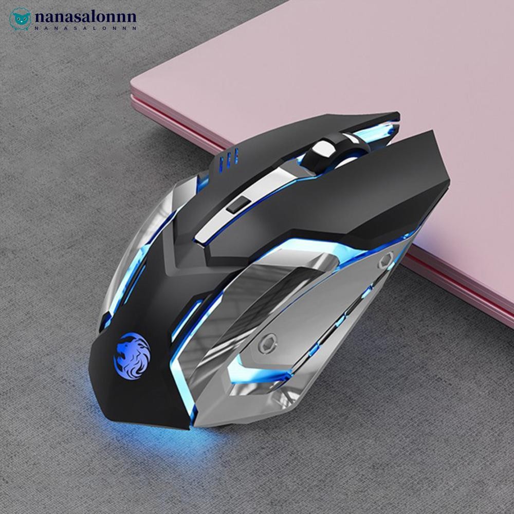 NANASALONNN E-Sports Gaming เมาส์ไร้สายเงียบชาร์จ 2.4G เชื่อมต่อเมาส์อุปกรณ์ต่อพ่วง Dual Mode RGB US