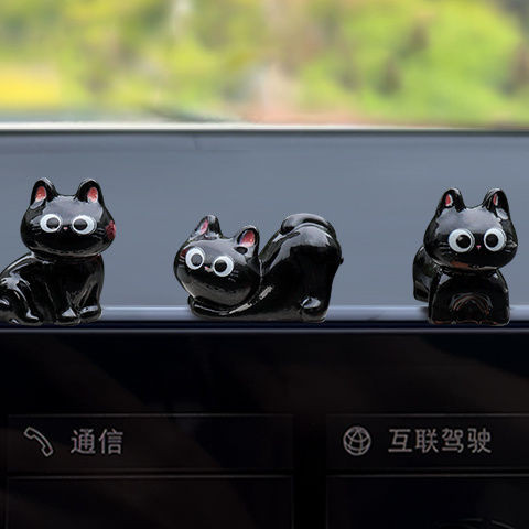 น่ารักแมวดําเครื่องประดับรถคอนโซลกลางรถหน้าจอมินิตกแต่งอุปกรณ์ตกแต่งภายในรถยนต์ - รูปที่ 5