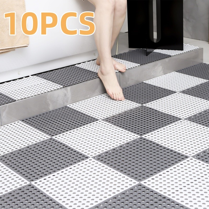 แผ่นกันลื่นPVC 10 แผ่น ขนาด 30x30 ซม. ใช้ในห้องน้ำ ห้องครัว ระเบียง กันลื่นดี กันน้ำ100% ทำความสะอาดง่าย ปลอดภัย