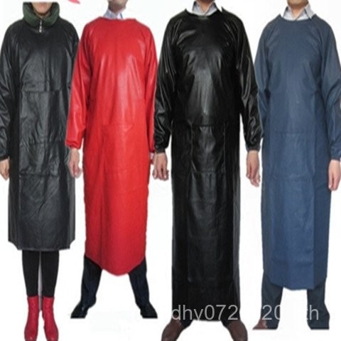ผ้ากันเปื้อนทําความสะอาดห้องครัวหนัง Overalls ผ้ากันเปื้อนงานบ้าน Oilproof หนังกันน้ํายาว Workwear ห