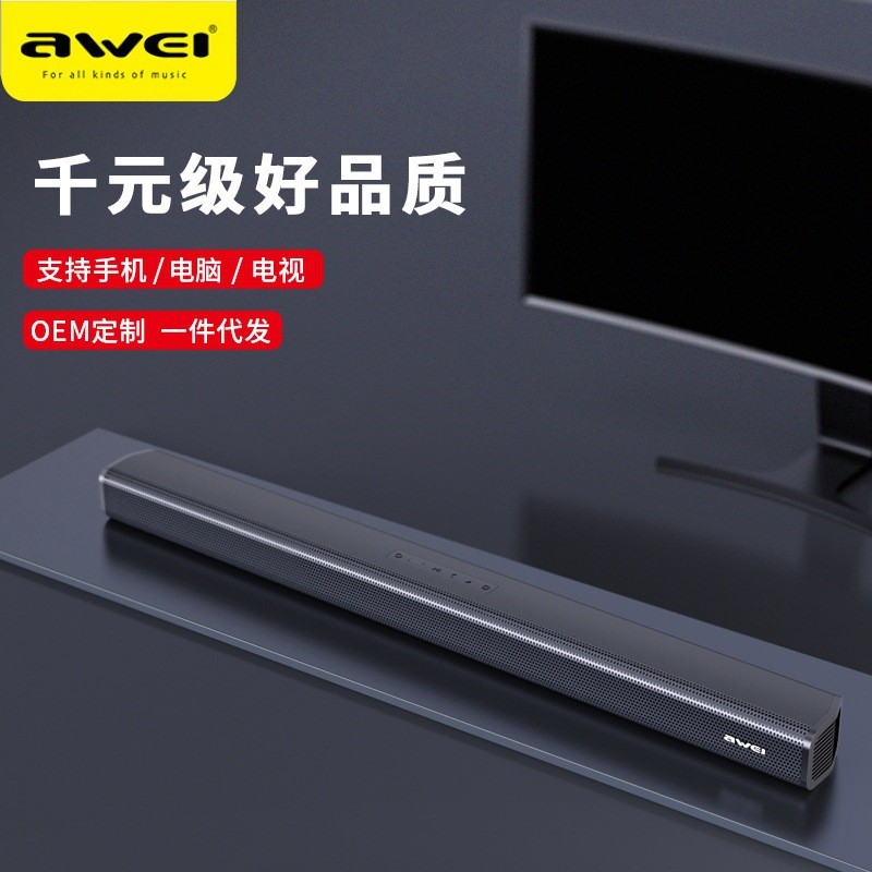 Awei ใช้มิติ Y999 Strip TV คอมพิวเตอร์ลําโพงบลูทูธไร้สายเซอร์ราวด์โฮมเธียเตอร์สเตอริโอ Echo Wall