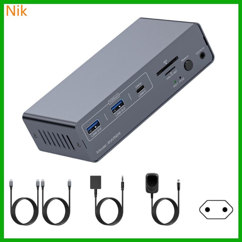 บ.น.ค.ศ. USB C 10Gbps KVM Switcher With Double 4K60Hz Output for Multi Devices he