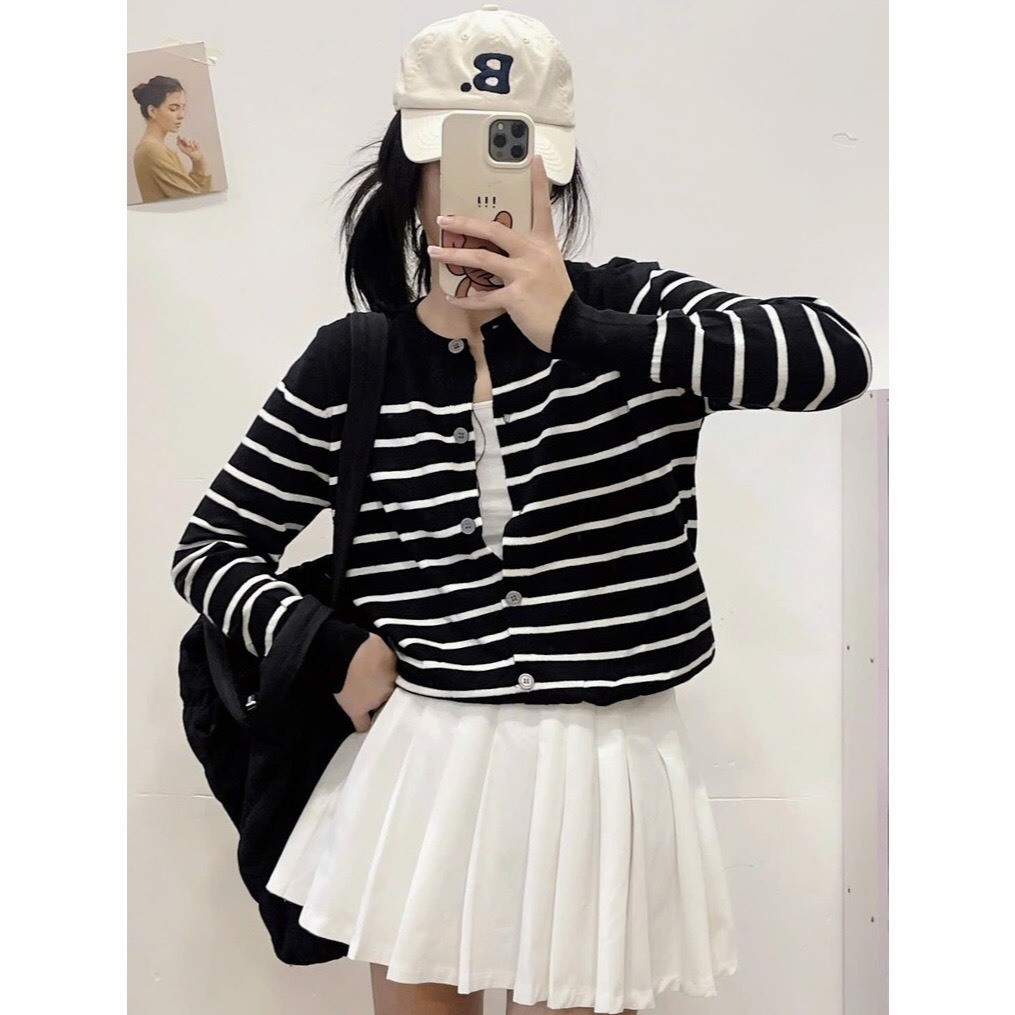 คาร์ดิแกนแขนยาวสไตล์เกาหลี สำหรับฤดูใบไม้ผลิและฤดูร้อน ลายพรางแบบโปโล สวมใส่สบาย เรียบหรู