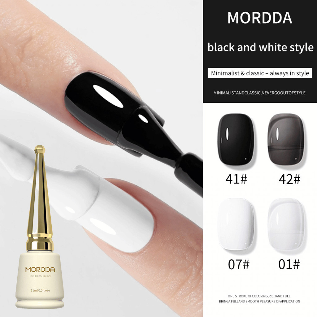 สีเจลทาเล็บ ขาว ดำ ขาวนม ดำใส (DD204-17) Mordda ยาทาเล็บเจล สีเจลทาเล็บ 15ml -Janelle