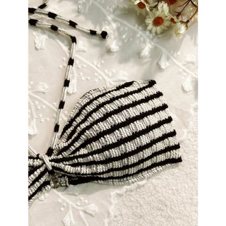💖 ส่งไวจากไทย 💖 บิกินี่ทูพีช สายฝอ bikini sexy พิมพ์ลายทาง คล้องคอ ชุดว่ายน้ำผู้หญิง beach พร้อมส่ง