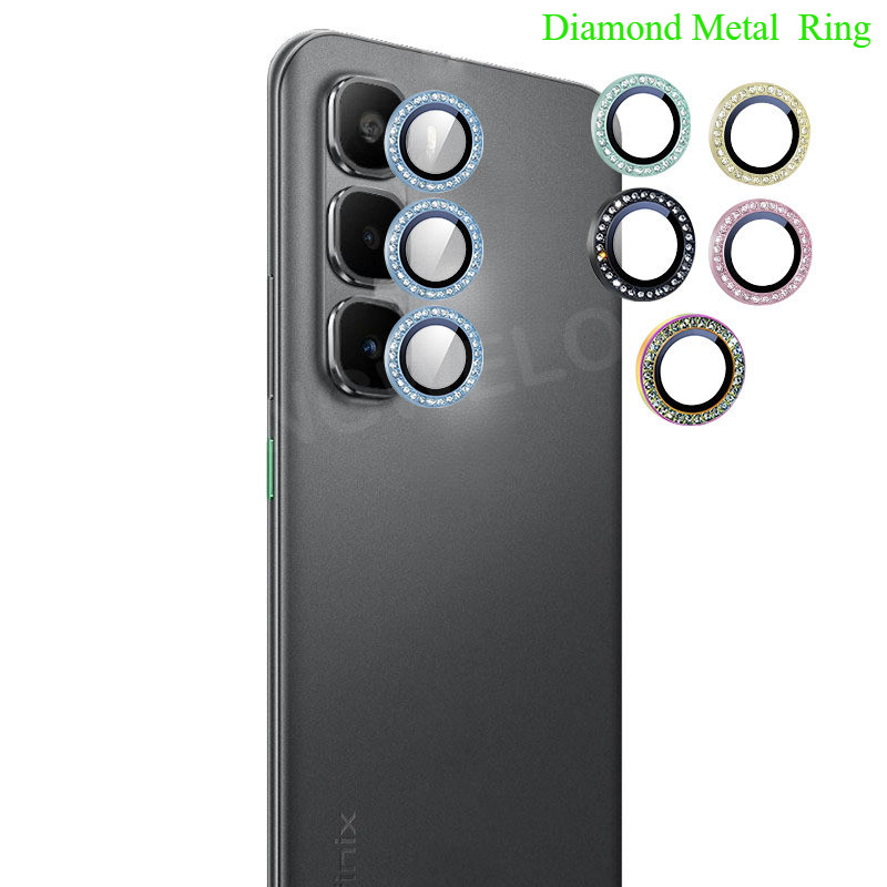 ป้องกันหน้าจอสําหรับ Infinix Hot 60 Pro + 50Pro + 60i 50 60 Pro Plus 5G 4G 2025 เลนส์กล้องเพชรโลหะ Protector แก้วกลับเลนส์แหวนฝาครอบ