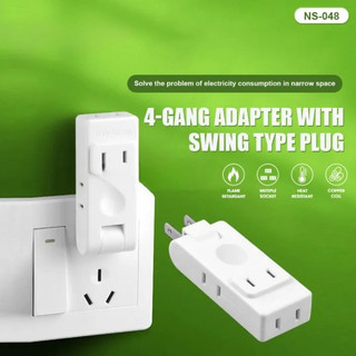 Extension Adaptor Socket Outlet Power Adapter Ultra Thin 4 Gang Rotating Travel Compact