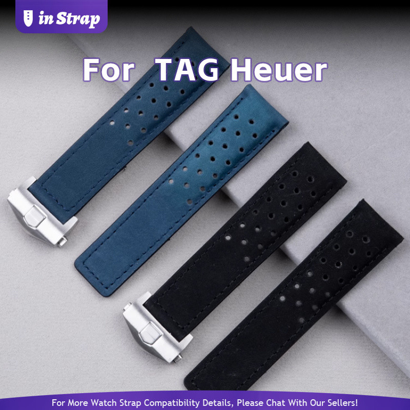 Apply To TAG Heuer Matte Finish Leather Watch Strap – Fits Mens 20mm 22mm24mm Watches (Perforated Fo